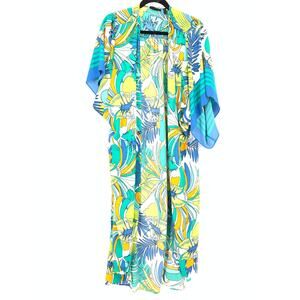 Attitudes By Renee Short Sleeve Kimono Top Womens Sz L Multicolor Bright Floral